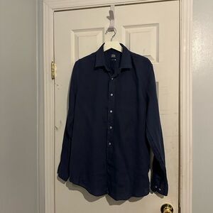 Zara Men's Navy Blue Shirt size L